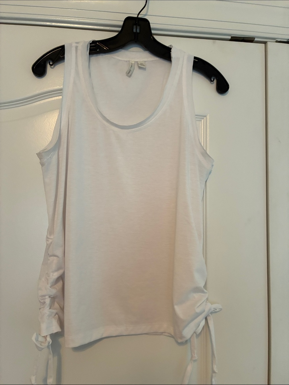 White Sleeveless Ruched Tank Top